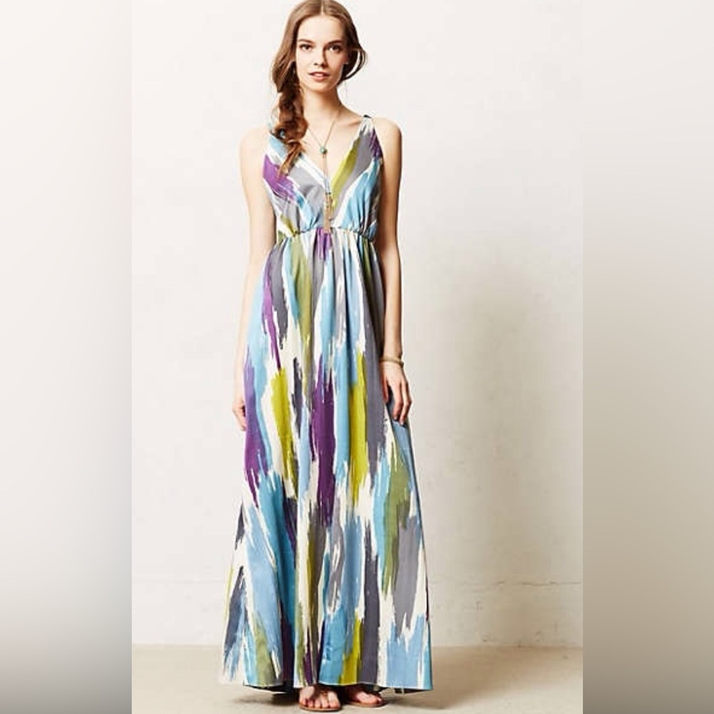 Anthropologie x James Coviello Multicolor Brushstrokes Maxi Dress M